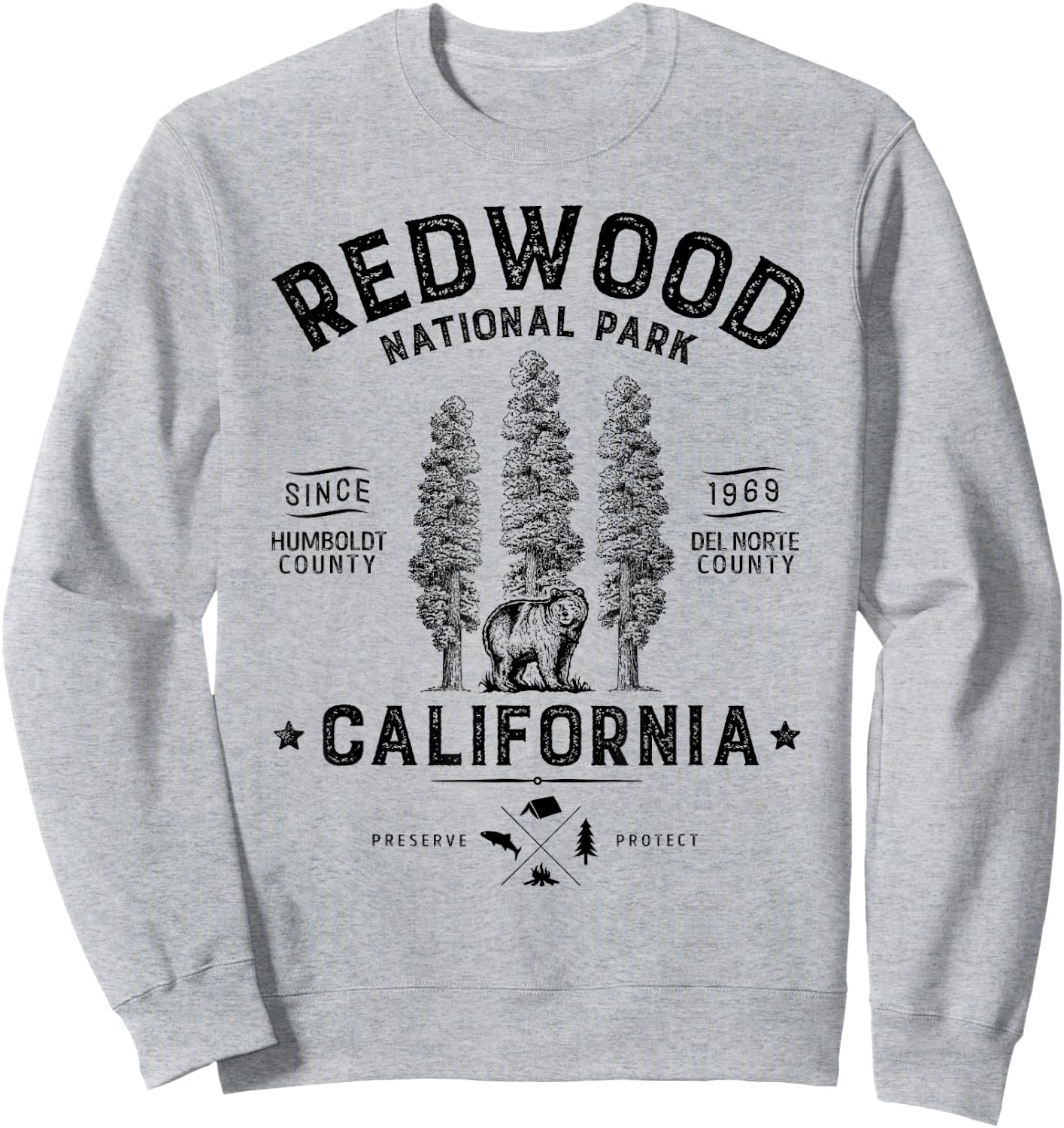 Redwood National Park T Shirt Vintage California Bear Gifts Sweatshirt - Sweatshirt | Ash