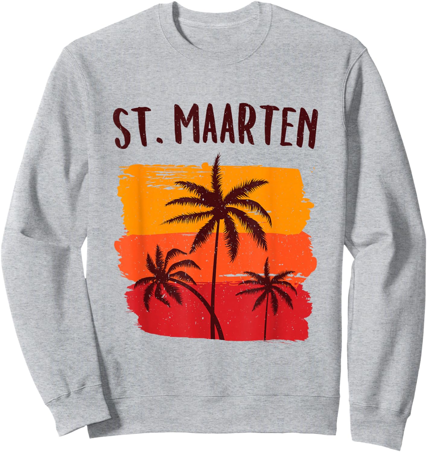 St. Maarten Retro Tropical Cruise Vacation Souvenir Graphic Sweatshirt - Sweatshirt | Ash