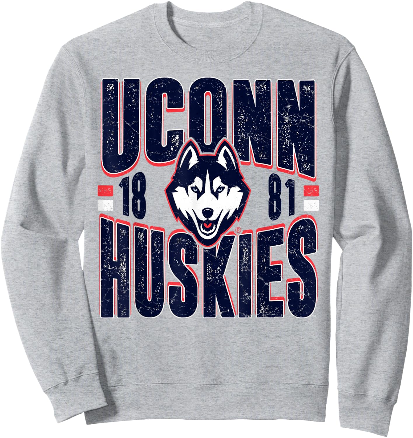 Connecticut Huskies Vintage 90's Retro Gray Sweatshirt - Sweatshirt | Ash