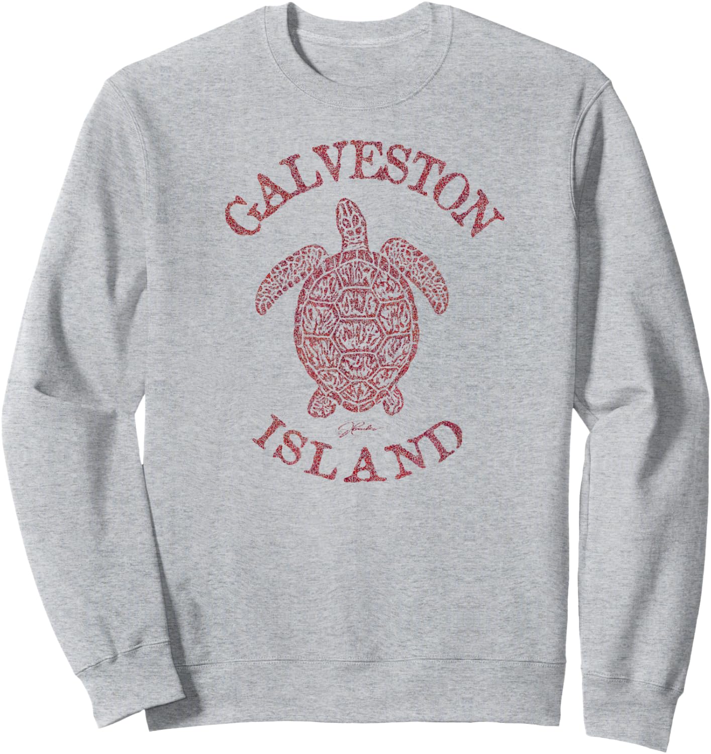 JCombs: Galveston Island, TX, Sea Turtle (Distressed) Sweatshirt - Sweatshirt | Ash