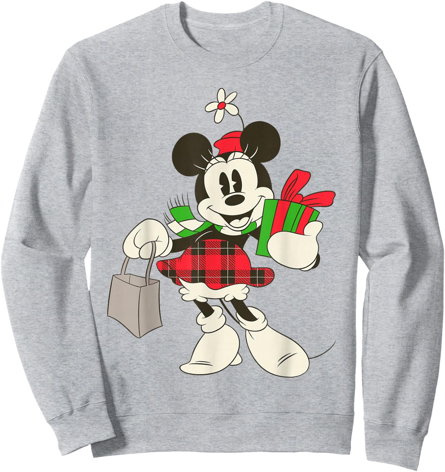 Disney Vintage Minnie Mouse Retro Holiday Short Sleeve Sweatshirt - Sweatshirt | Ash