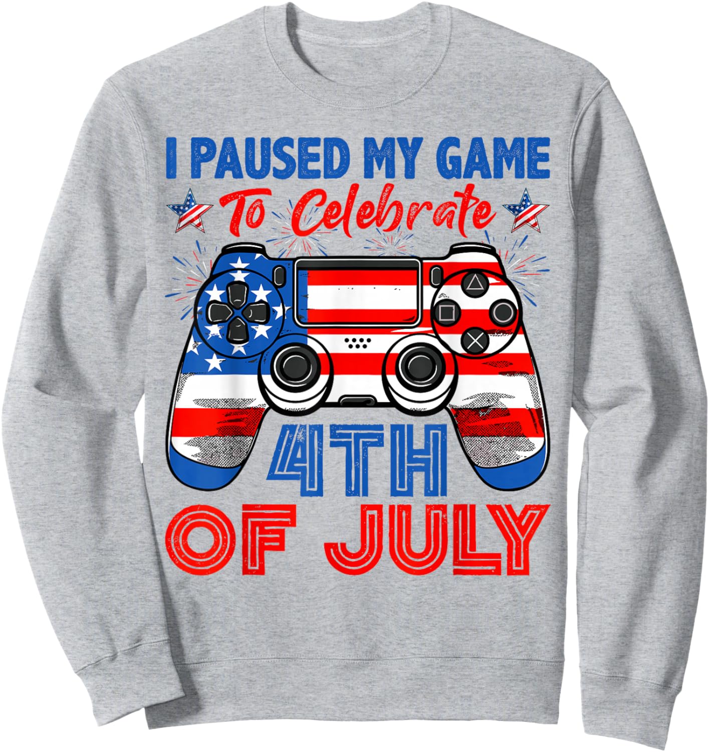 I Paused My Game To Celebrate 4th Of July USA Flag Boys Kids Sweatshirt - Sweatshirt | Ash