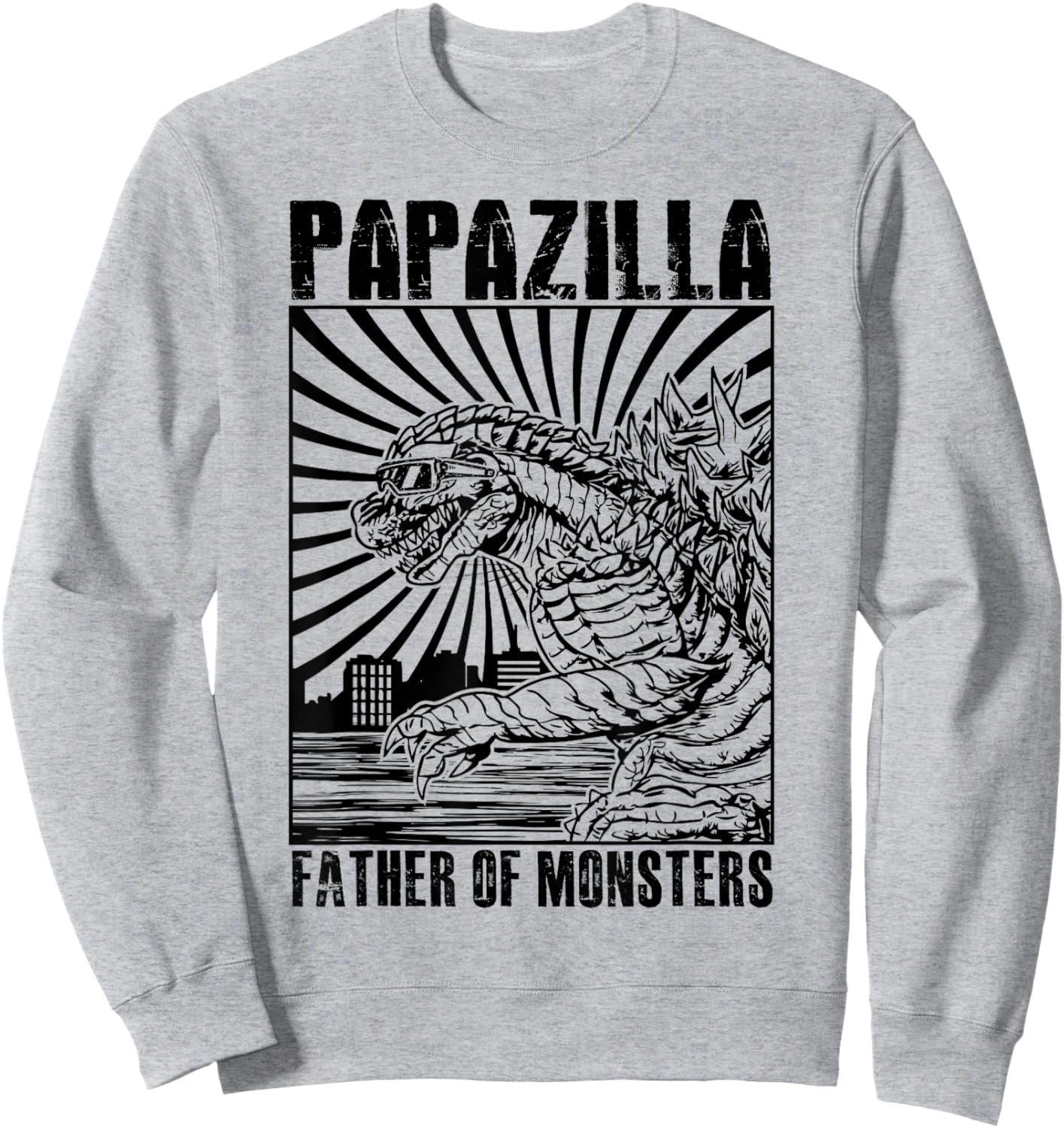 Vintage Papazilla Father Of The Monsters Dad Fathers Day Sweatshirt - Sweatshirt | Ash