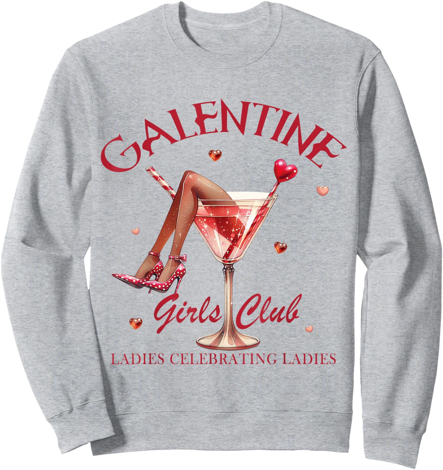 Galentine Girls Club Valentines Day Ladies Celebrating Sweatshirt - Sweatshirt | Ash