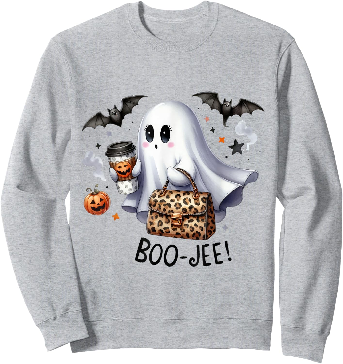 Boo Jee Halloween Ghost Party Costume Women Girl Sweatshirt - Sweatshirt | Ash