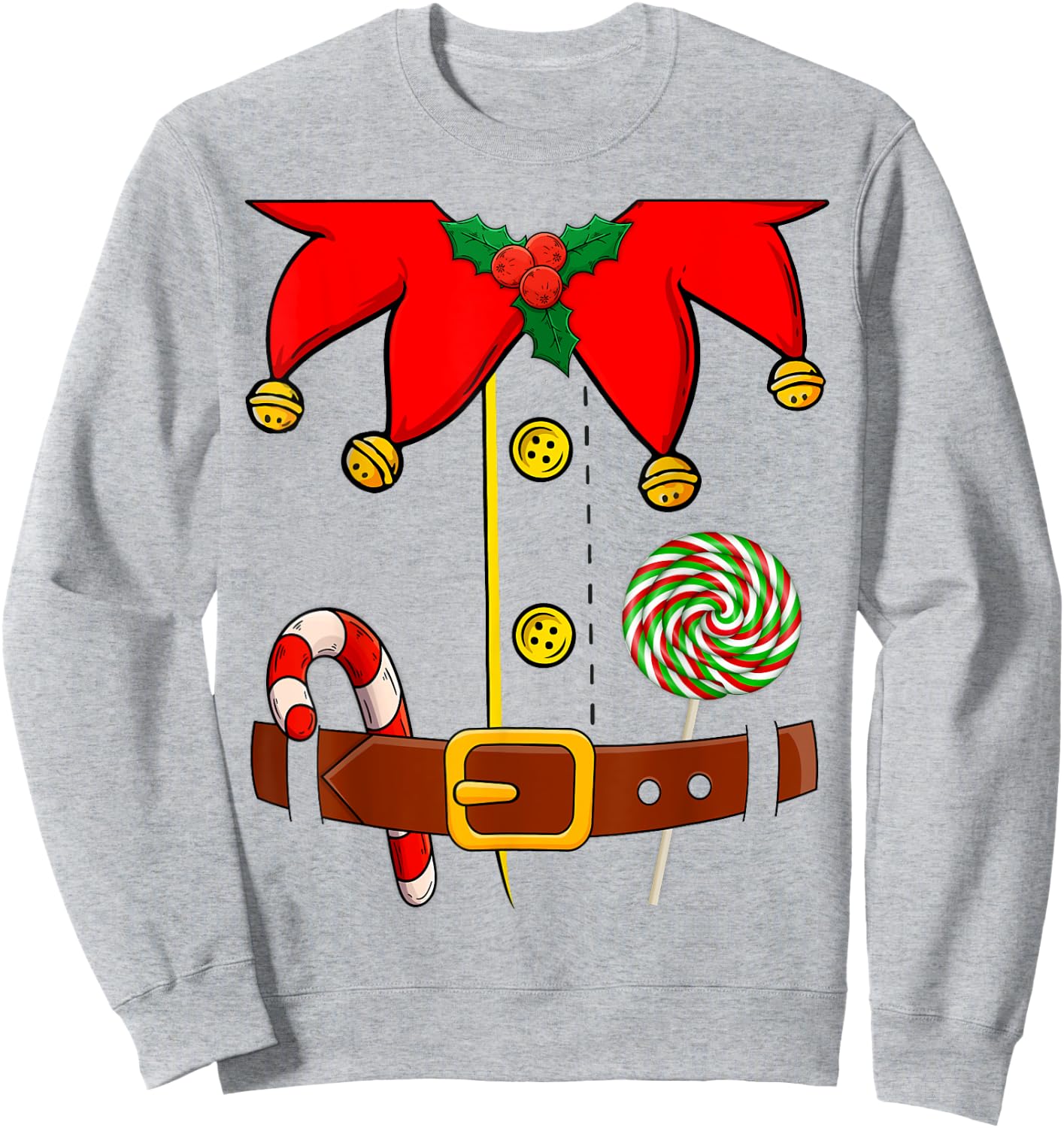 Elf Costume Elves Lover Family Matching Merry Christmas PJS Sweatshirt - Sweatshirt | Ash