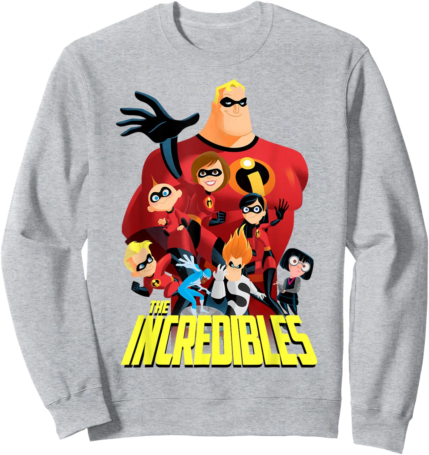 Disney Pixar The Incredibles Bold Movie Logo Group Shot Sweatshirt - Sweatshirt | Ash