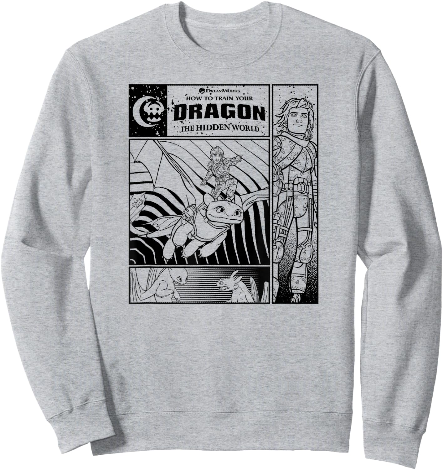 How to Train Your Dragon 3 Four Panel Sweatshirt - Sweatshirt | Ash