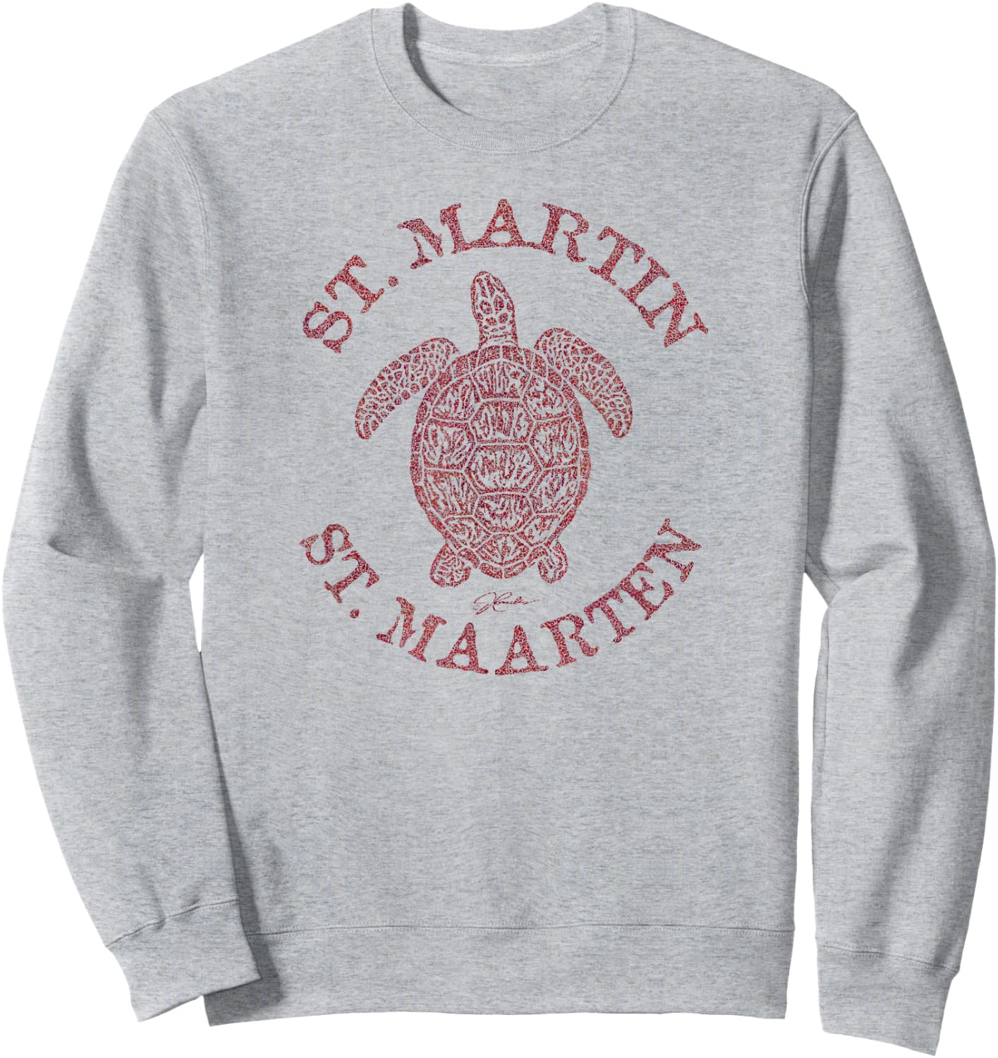 JCombs: St. Martin/St. Maarten Sea Turtle (Distressed) Sweatshirt - Sweatshirt | Ash