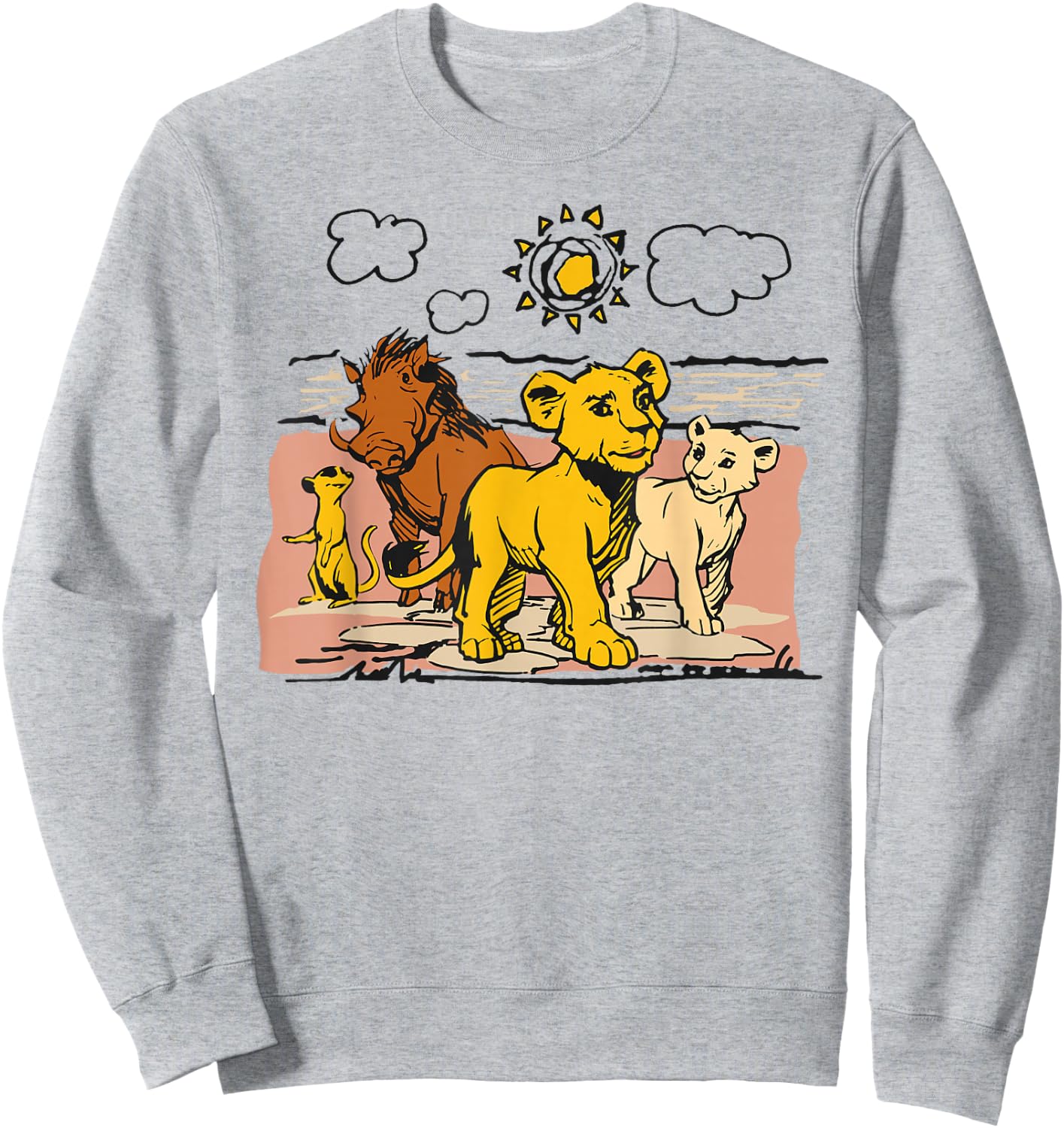 Disney The Lion King Live Action Sketched Group Portrait Sweatshirt - Sweatshirt | Ash