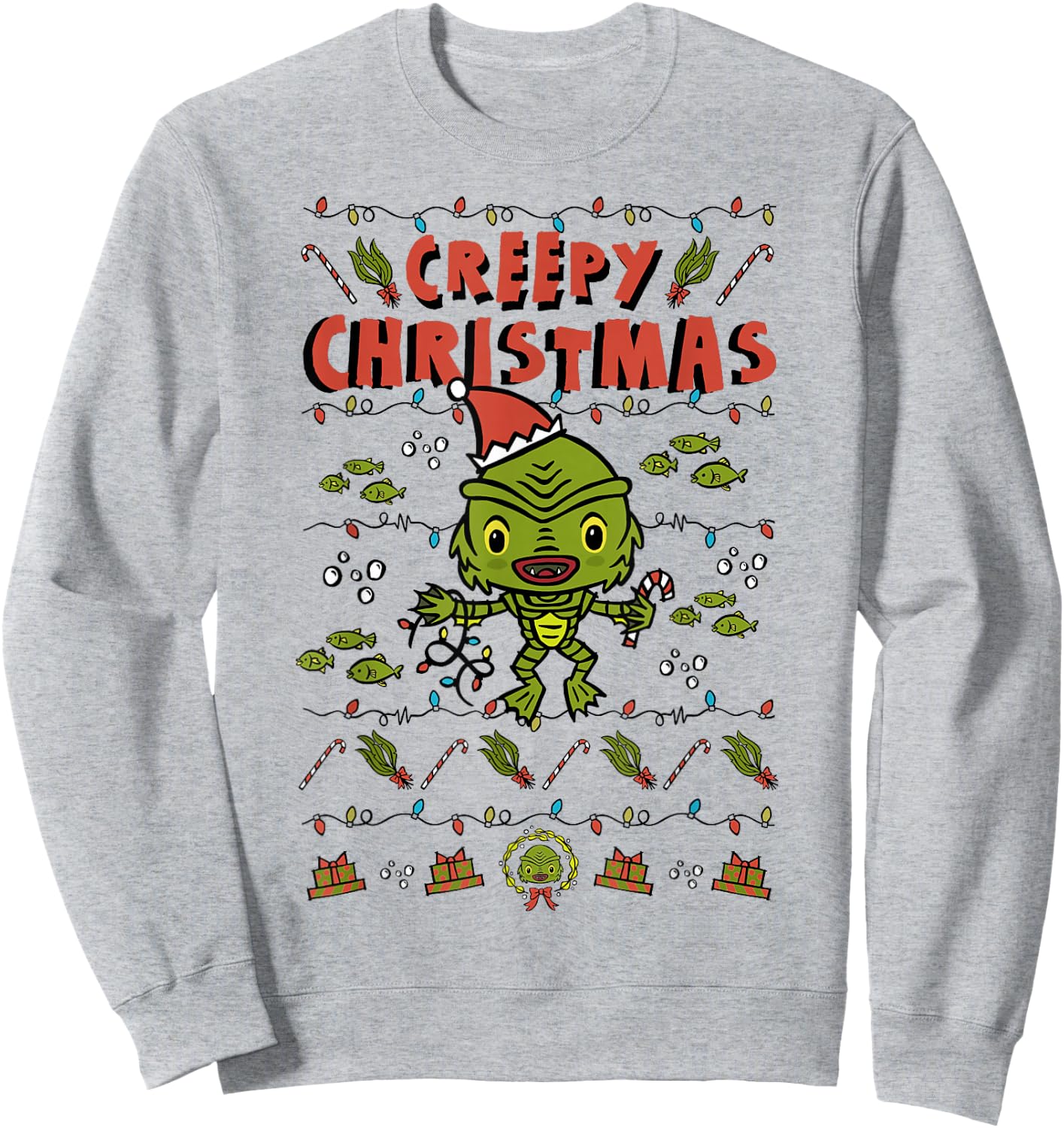 Universal Monsters Christmas Black Lagoon Creepy Christmas Sweatshirt - Sweatshirt | Ash
