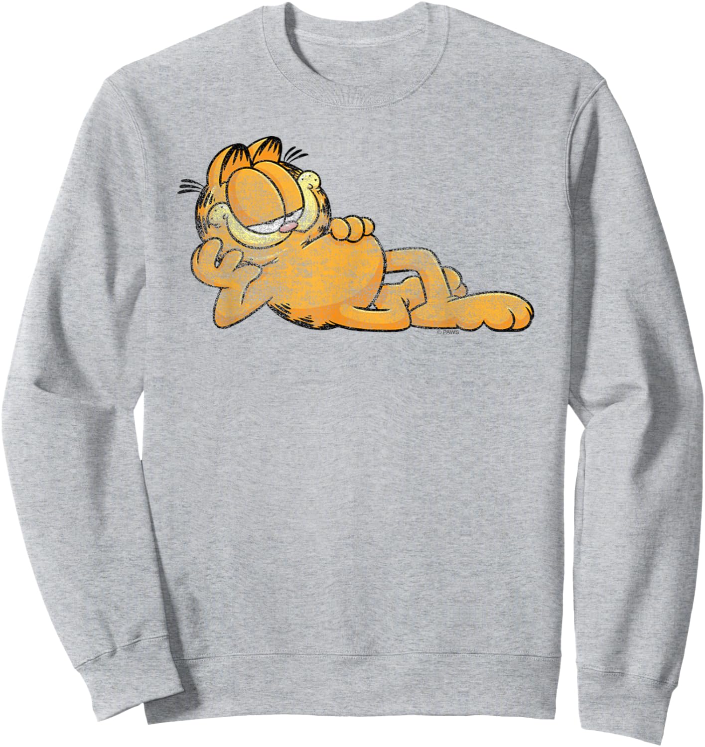 Garfield Happy Lounging Cartoon Cat Sweatshirt - Sweatshirt | Ash