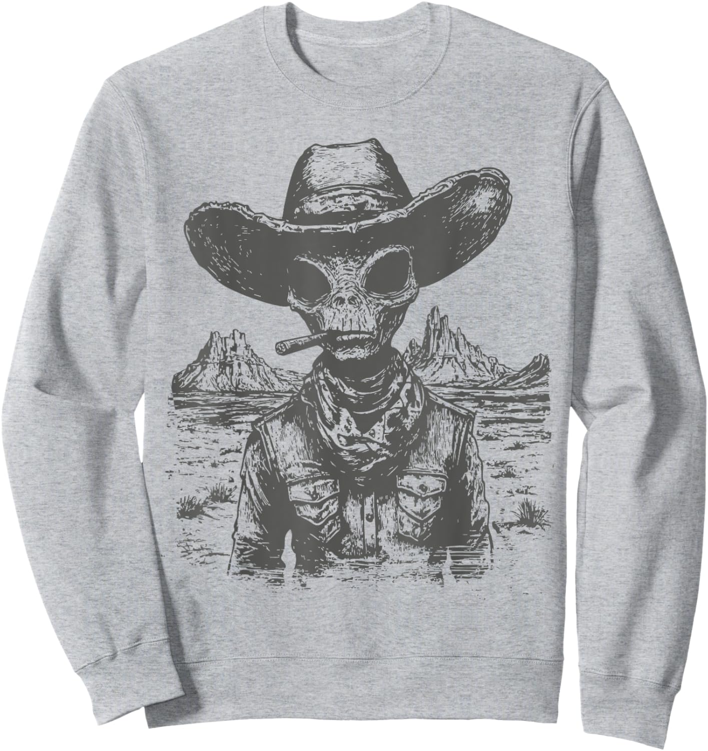 Vintage Cowboy Alien Western Shirt - Cowboy Alien Sweatshirt - Sweatshirt | Ash