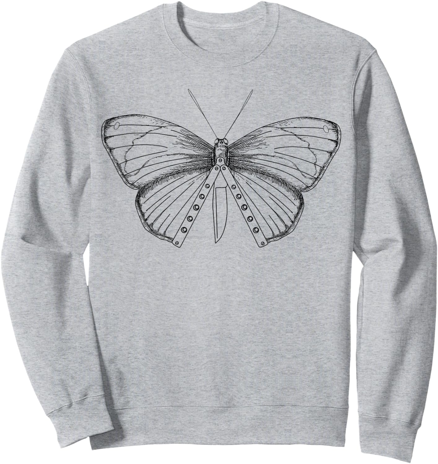Balisong Flipping Butterfly Knife Gift - Artistic Knife Gift Sweatshirt - Sweatshirt | Ash