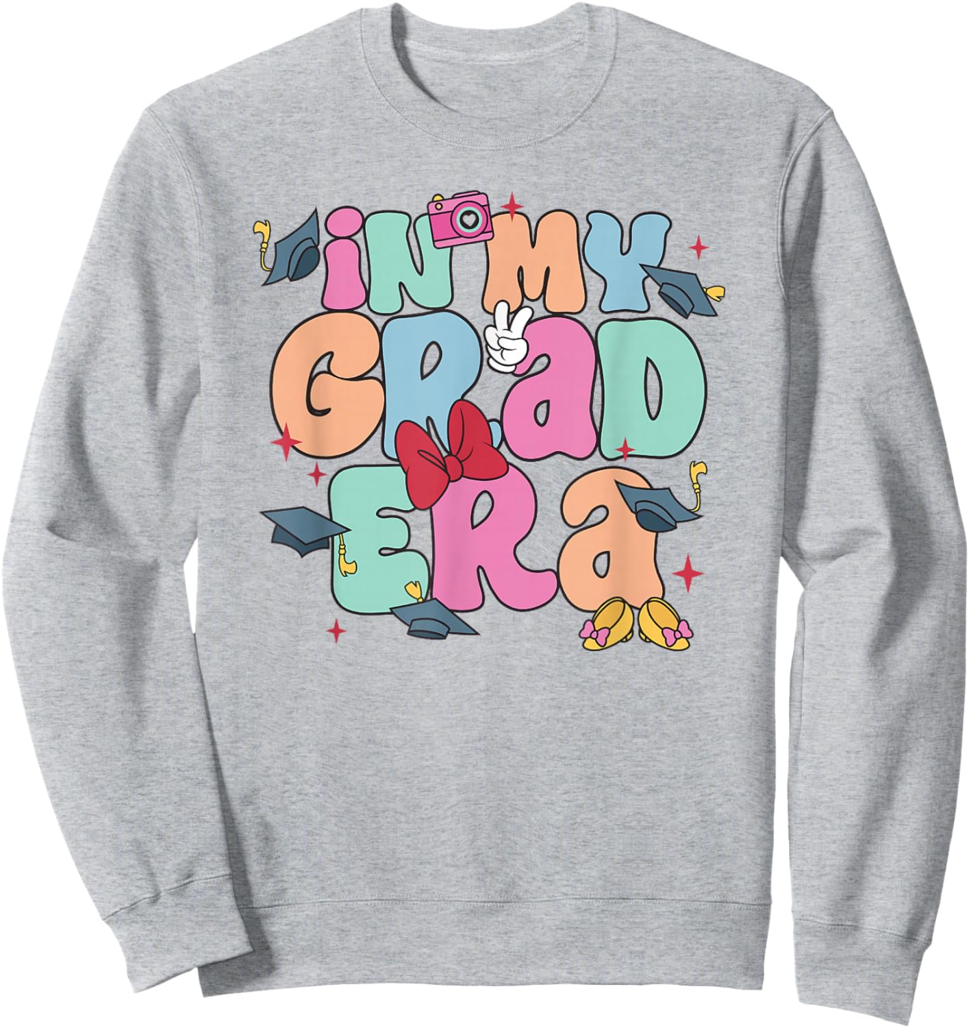 Disney Minnie Mouse in My Grad Era Cute Colorful Chest Logo Sweatshirt - Sweatshirt | Ash