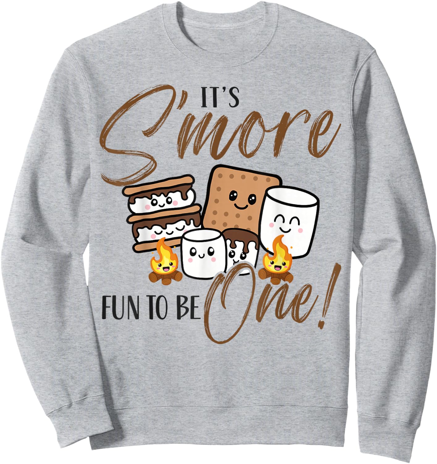 Birthday Campfire Marshmallow It's S'More Fun to Be 1st One Sweatshirt - Sweatshirt | Ash