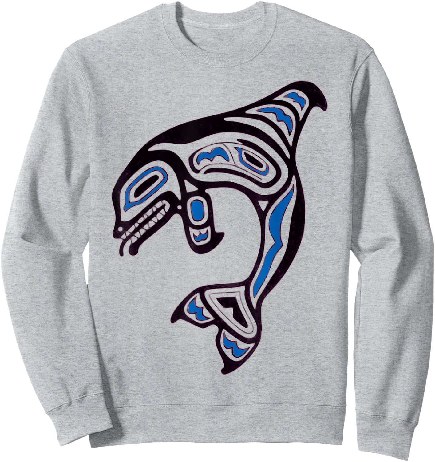 Pacific NW Orca Whale Native American Indian Art Sweatshirt - Sweatshirt | Ash