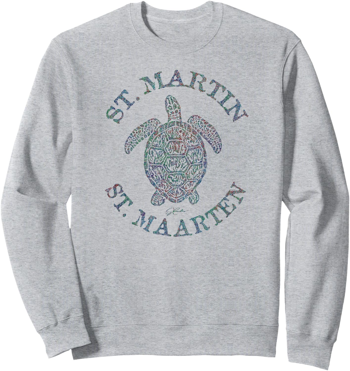 JCombs: St. Martin/St. Maarten Sea Turtle (Distressed) Sweatshirt - Sweatshirt | Ash