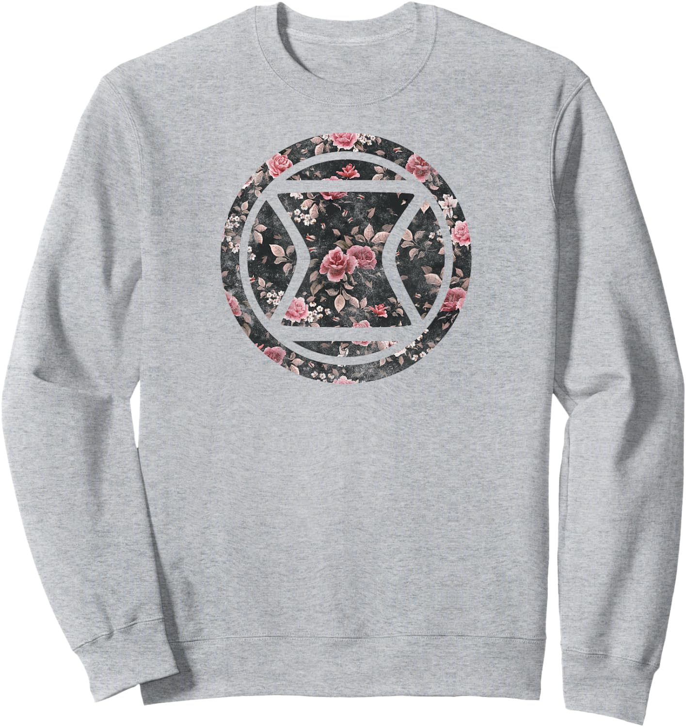 Marvel Black Widow Logo Floral Pattern Icon Sweatshirt - Sweatshirt | Ash