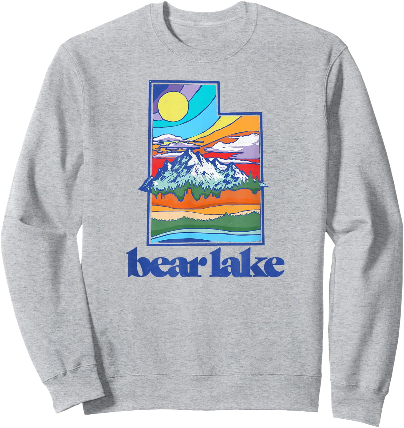 Bear Lake Utah Vintage Nature Outdoor Graphic Sweatshirt - Sweatshirt | Ash