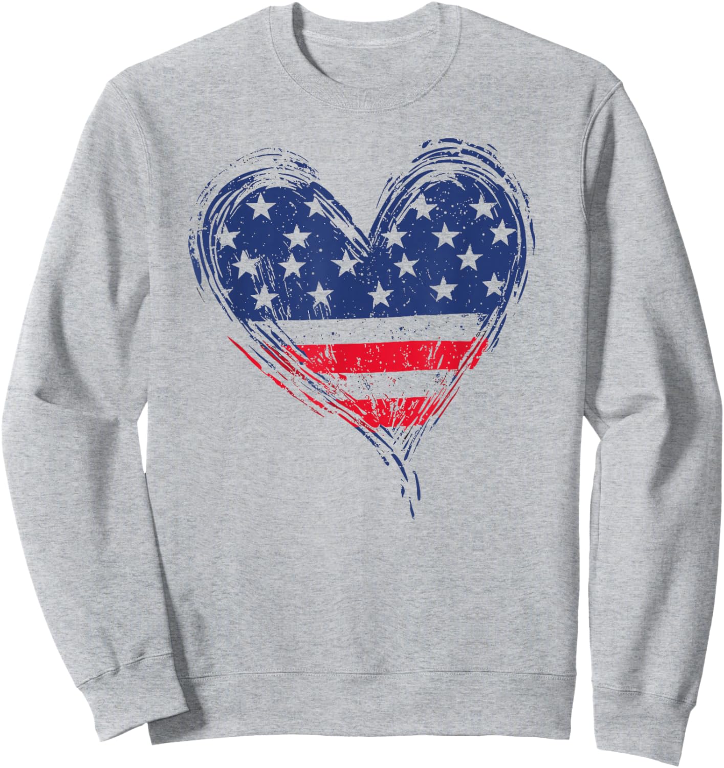 American Flag Heart Patriotic Stars And Stripes 4th of July Sweatshirt - Sweatshirt | Ash