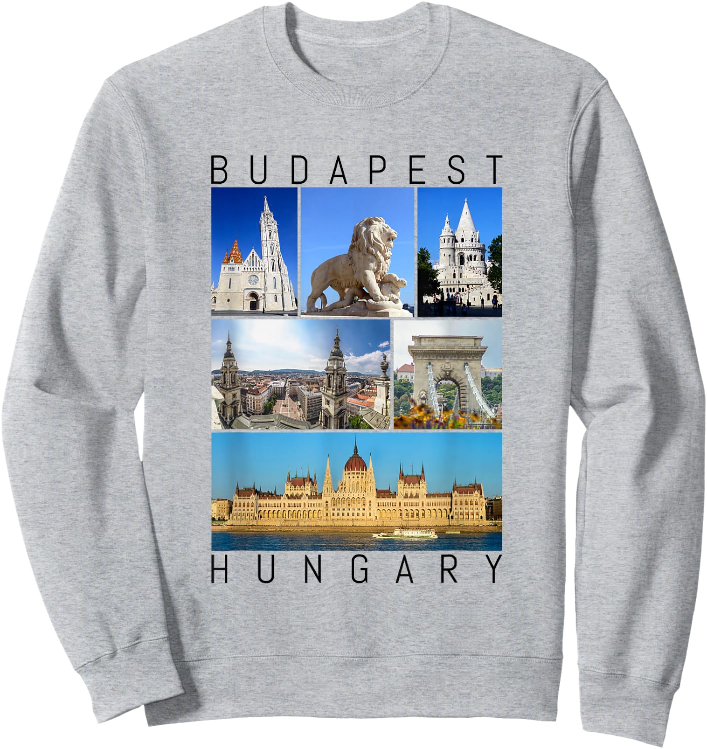 Budapest Hungary famous sights gallery Souvenir Sweatshirt - Sweatshirt | Ash
