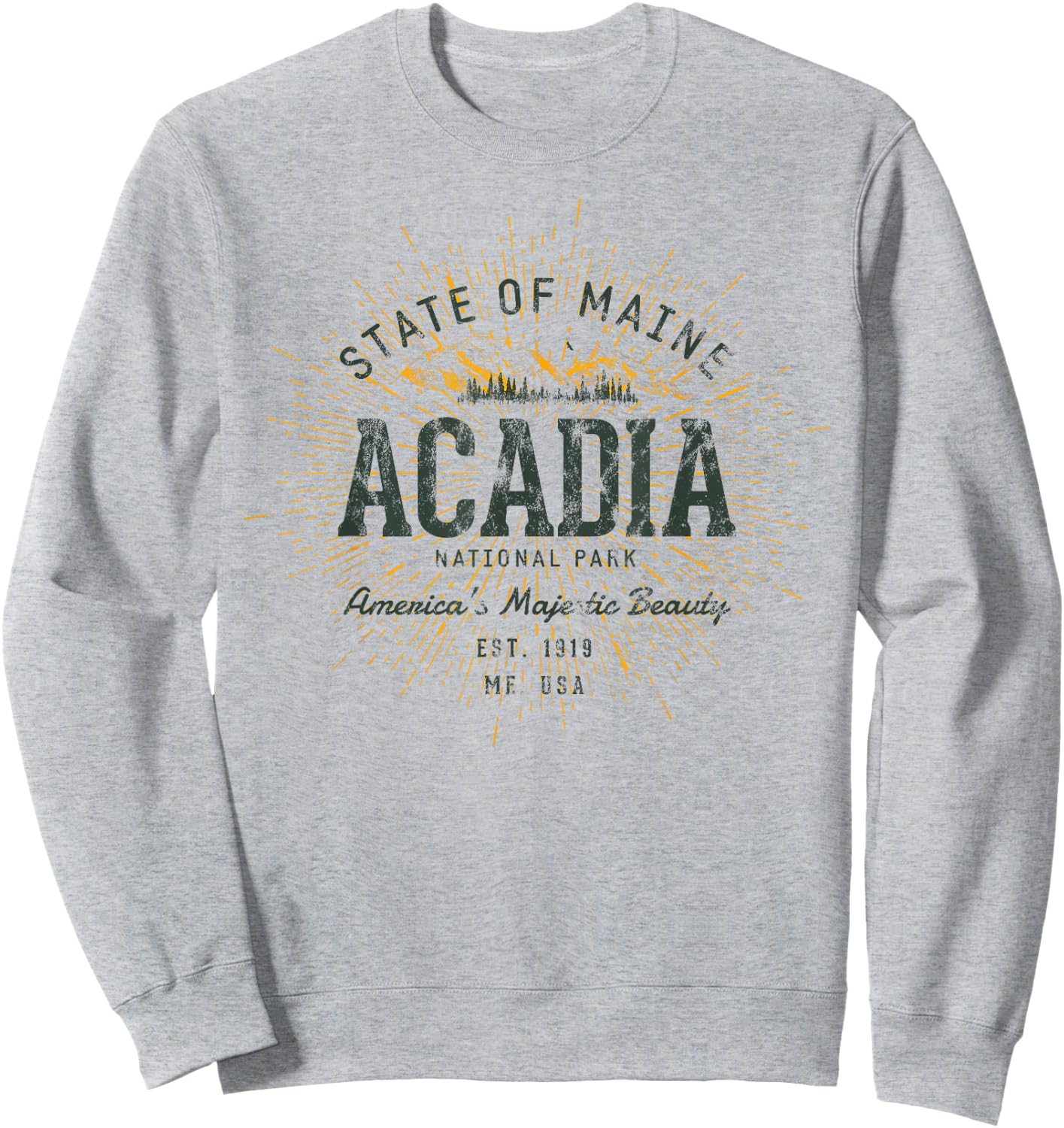 Retro Style Vintage Acadia National Park Sweatshirt - Sweatshirt | Ash