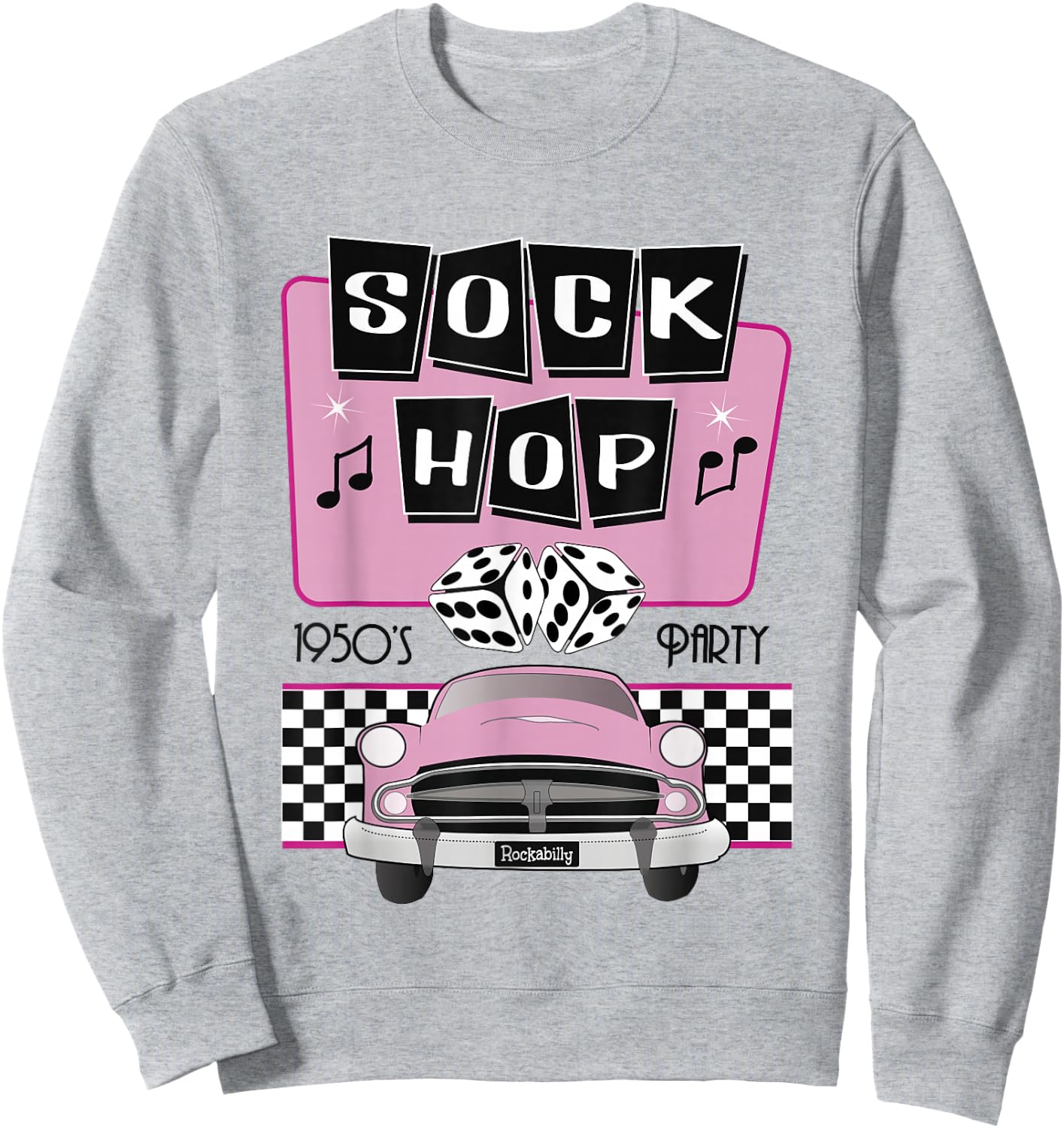50s Sock Hop Dance Retro 1950s Party Doo Wop Rockabilly Pink Sweatshirt - Sweatshirt | Ash