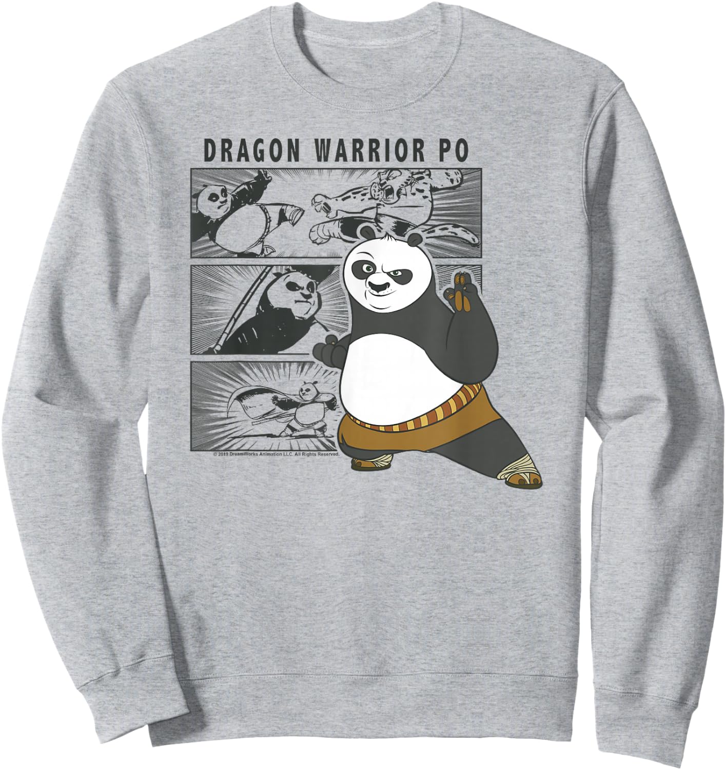 Kung Fu Panda Dragon Warrior Po Comic Panel Portrait Sweatshirt - Sweatshirt | Ash