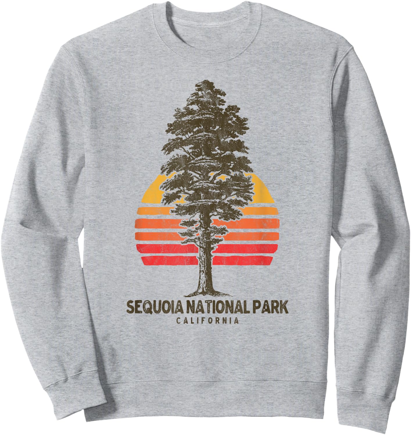 Sequoia National Park Retro Tree Minimalist Graphic Small Sweatshirt - Sweatshirt | Ash