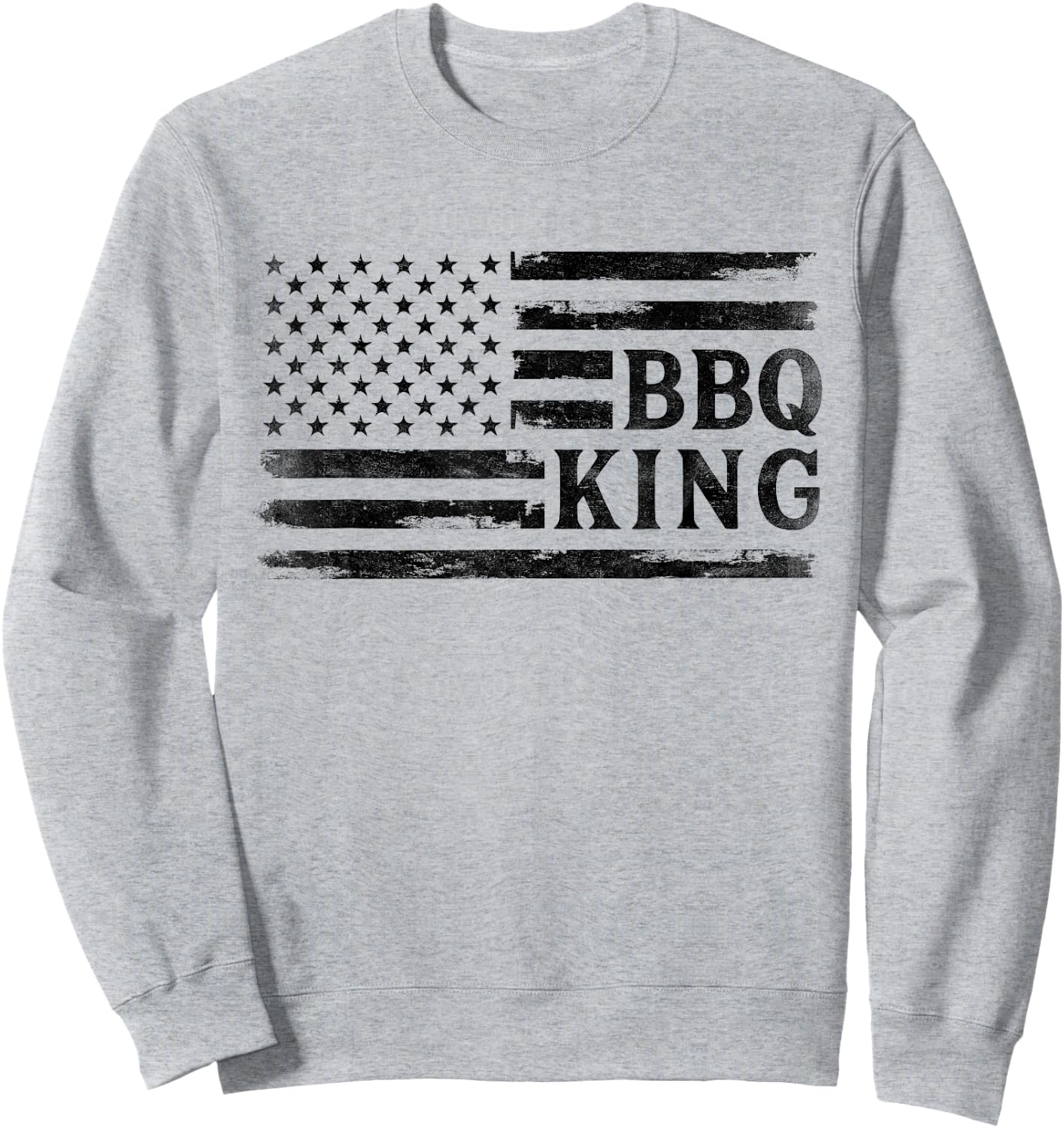 BBQ King Black USA Flag Father's Day Vintage Dad Papa Sweatshirt - Sweatshirt | Ash