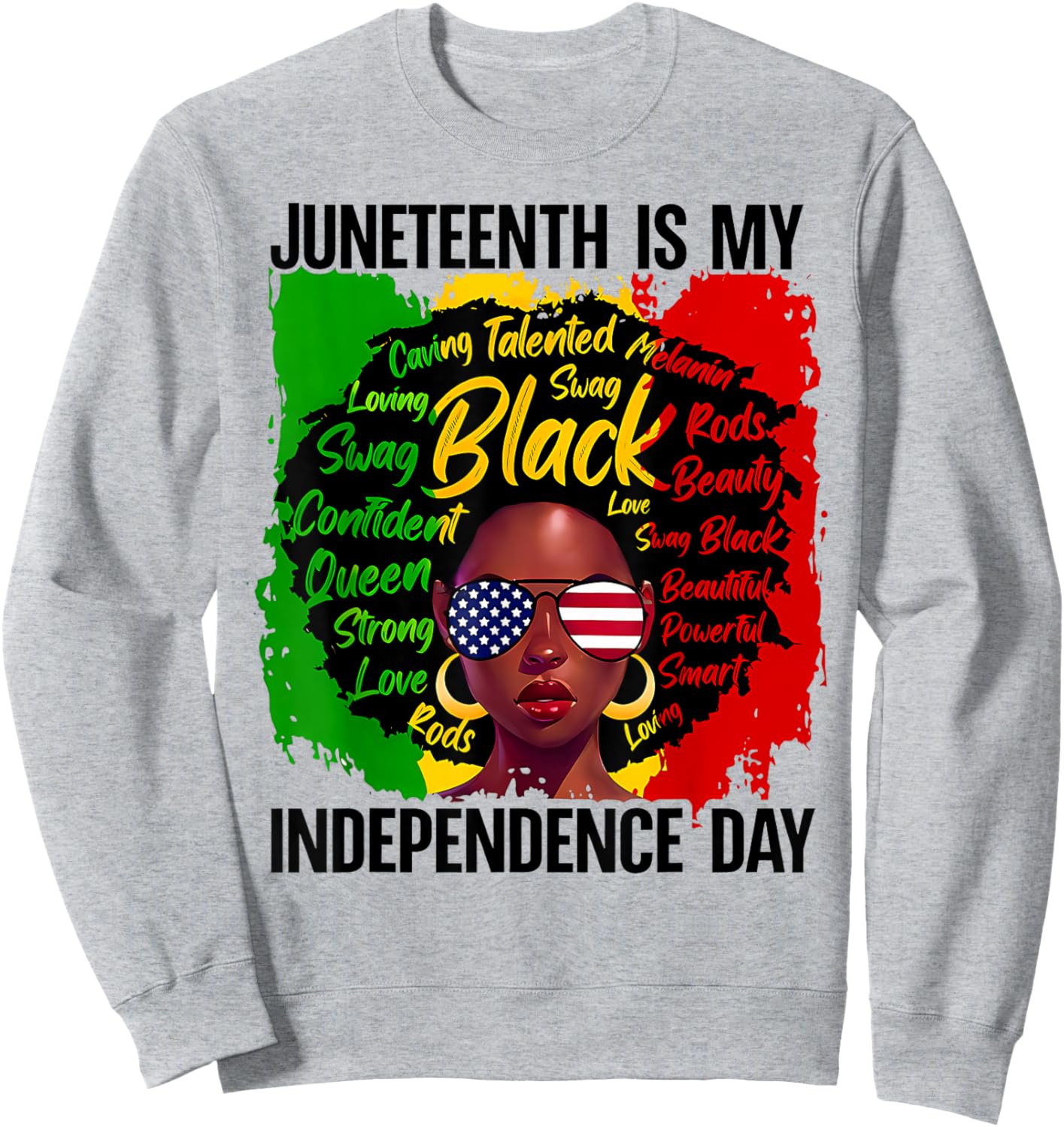 Juneteenth 1865 Freedom Day Black Women Girl African Afro Sweatshirt - Sweatshirt | Ash