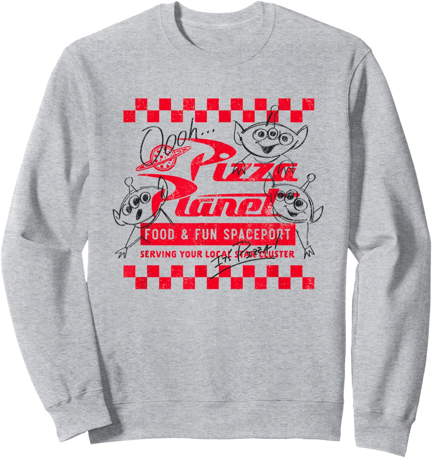 Disney Pixar Toy Story Pizza Planet Food & Fun Retro Logo Sweatshirt - Sweatshirt | Ash
