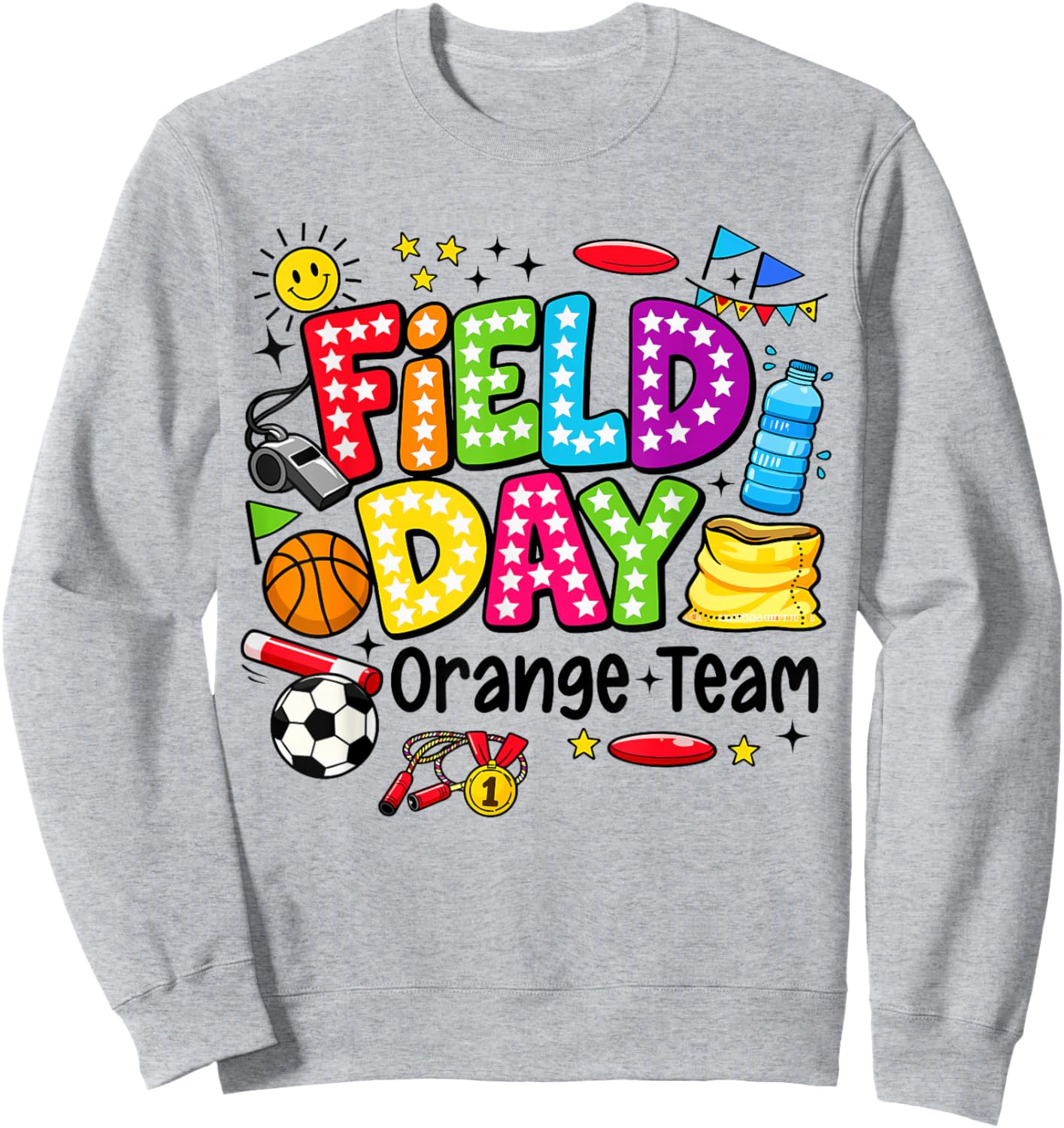 Field Day Orange Team Funny for Kids Teacher Field Day Games Sweatshirt - Sweatshirt | Ash