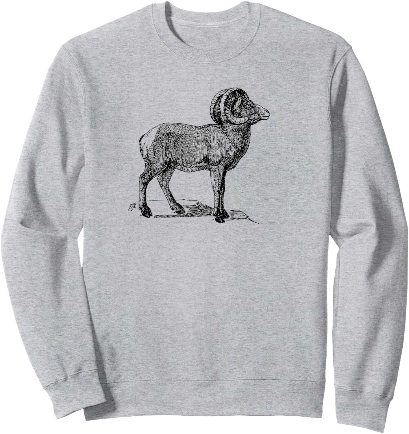Simple Ram Mountain Goat Animal Design Sweatshirt - Sweatshirt | Ash