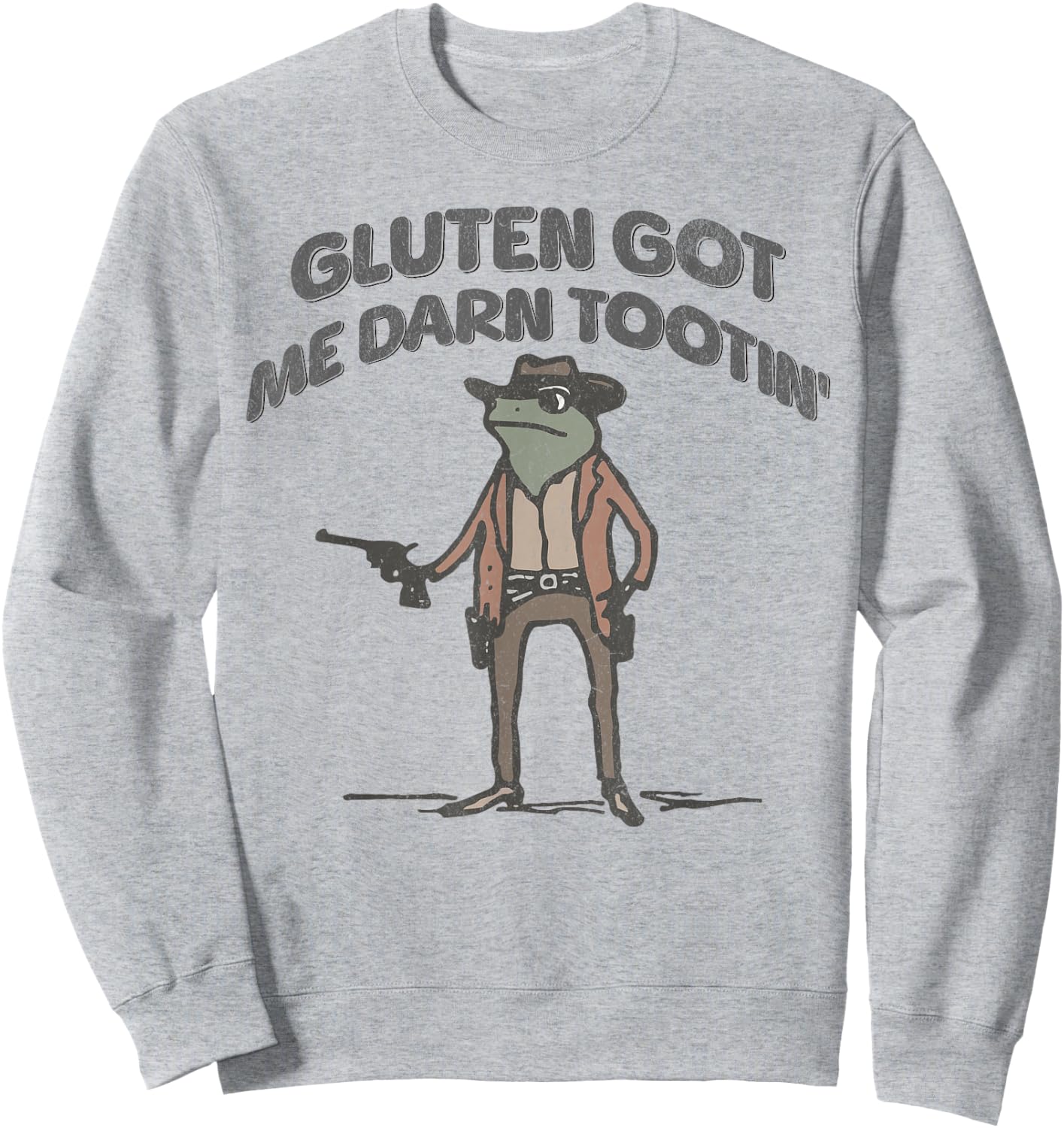 Funny Frog Meme Gluten Got Me Darn Tootin' Gluten Free Diet Sweatshirt - Sweatshirt | Ash