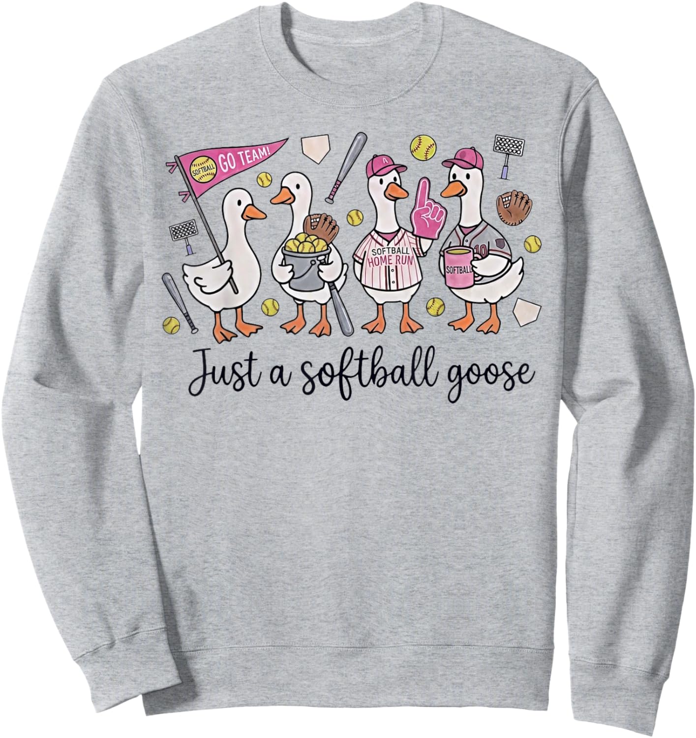 Just a Softball Goose Sweatshirt - Sweatshirt | Ash