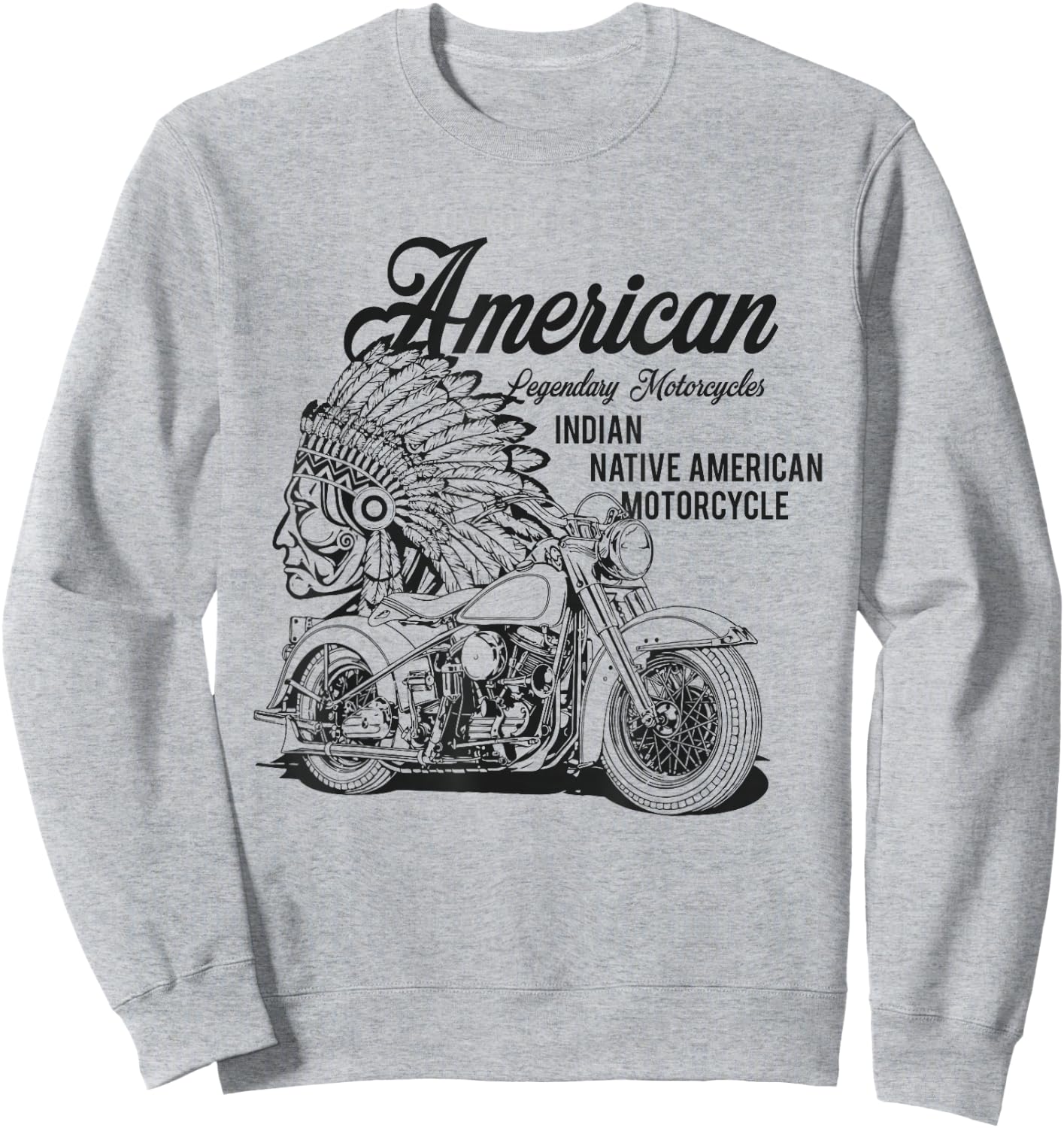 Indian Native American Motorcycle Bikers Gift Sweatshirt - Sweatshirt | Ash