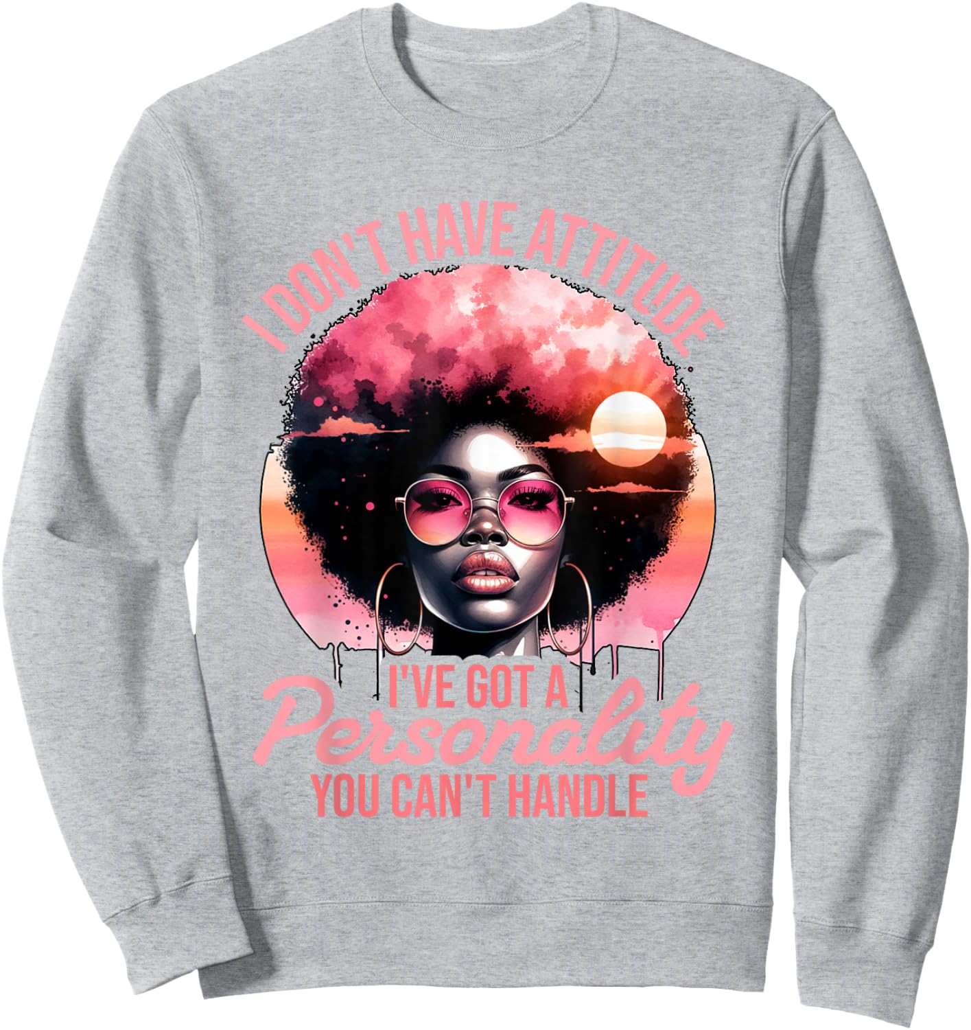 Afro Women Black Pride African American Girl Women Melanin Sweatshirt - Sweatshirt | Ash