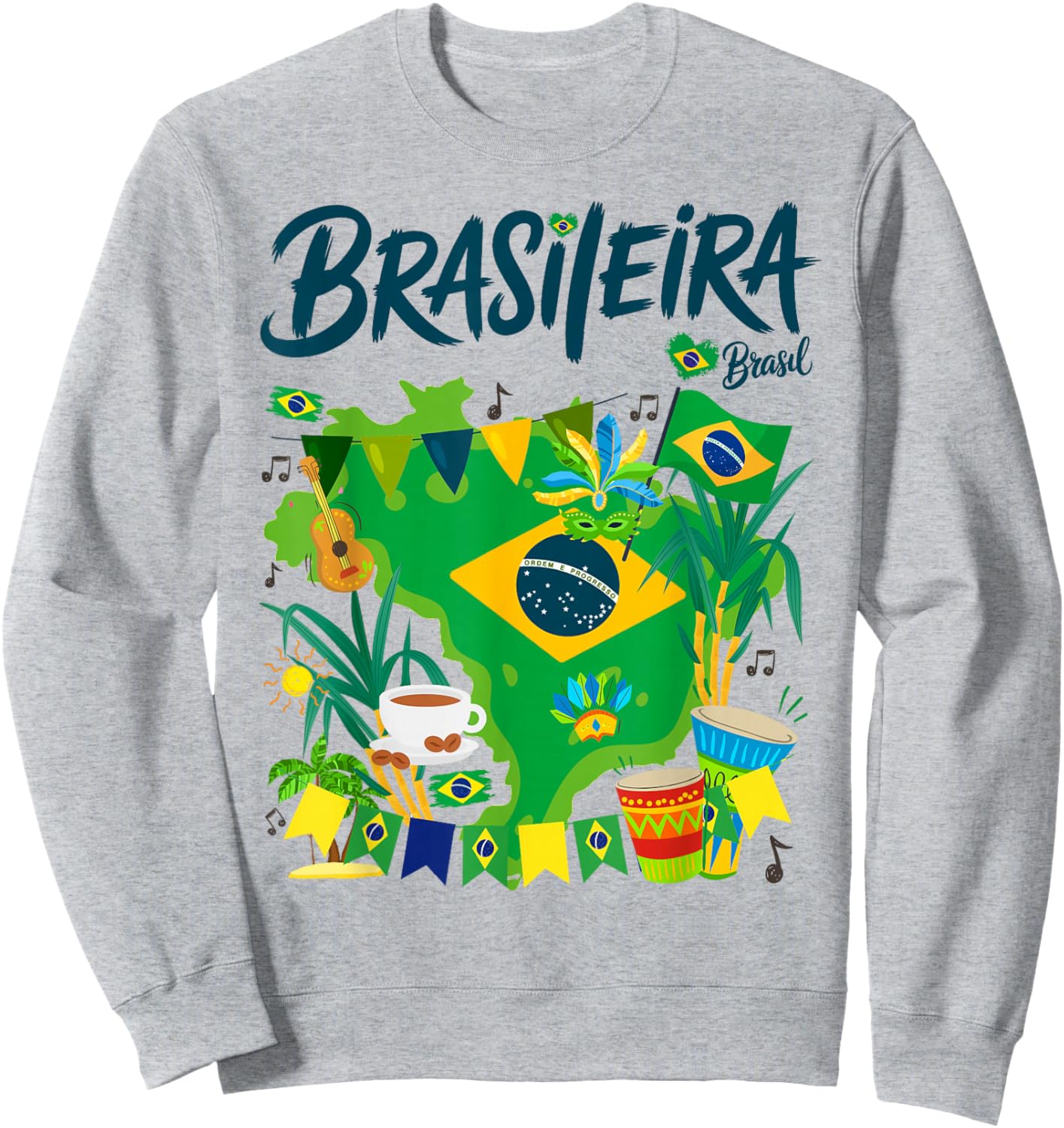 Brasil Flag Outfit Idea Brazilian Brasileira Theme Sweatshirt - Sweatshirt | Ash