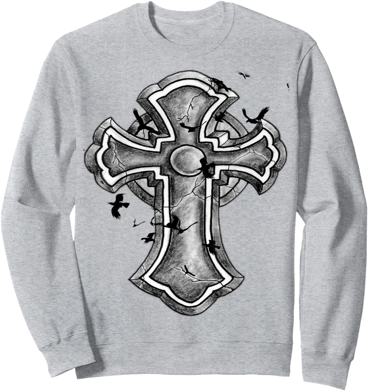 Christian Cross - Cool Strong Cross with Birds Sweatshirt - Sweatshirt | Ash