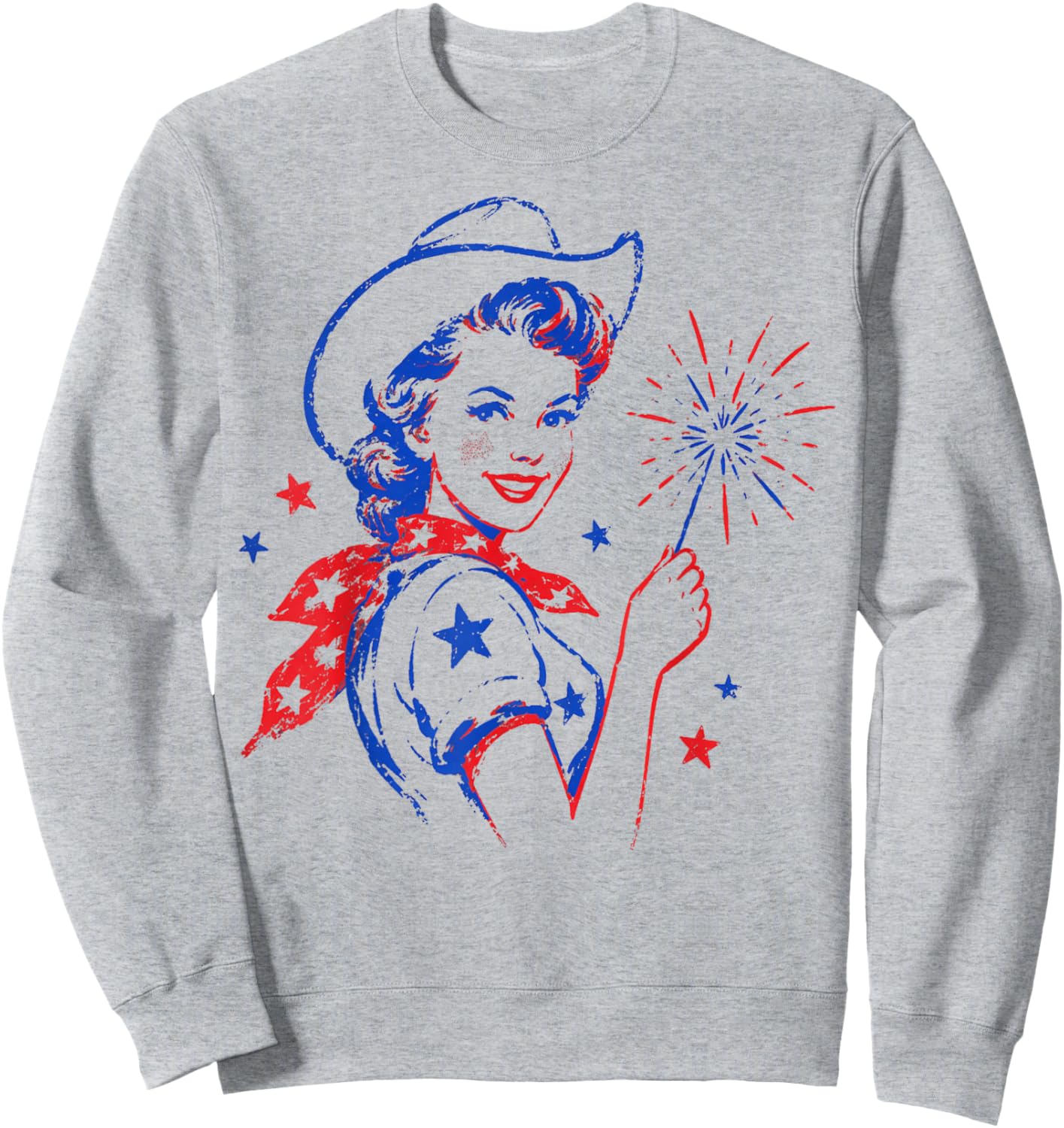 Retro Patriotic Cowgirl Vintage Americana Sweatshirt - Sweatshirt | Ash