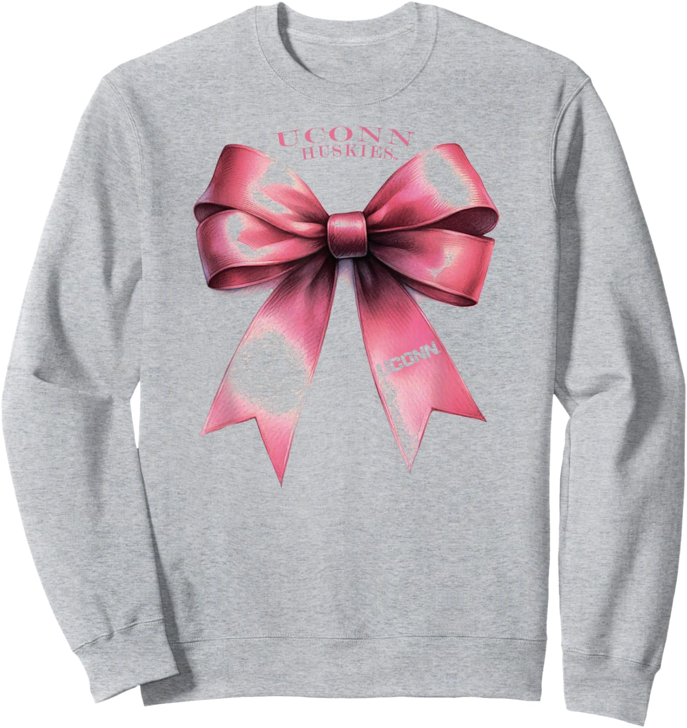 Connecticut Huskies Bow Pink Officially Licensed Sweatshirt - Sweatshirt | Ash