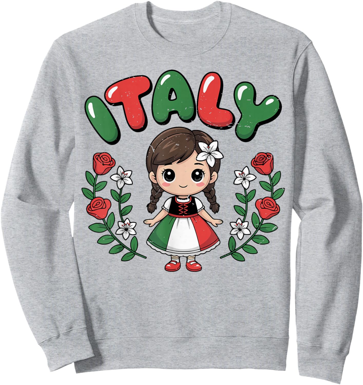 Toddler Girl Italian Flag Cute Italy Italia Kids Baby Women Sweatshirt - Sweatshirt | Ash