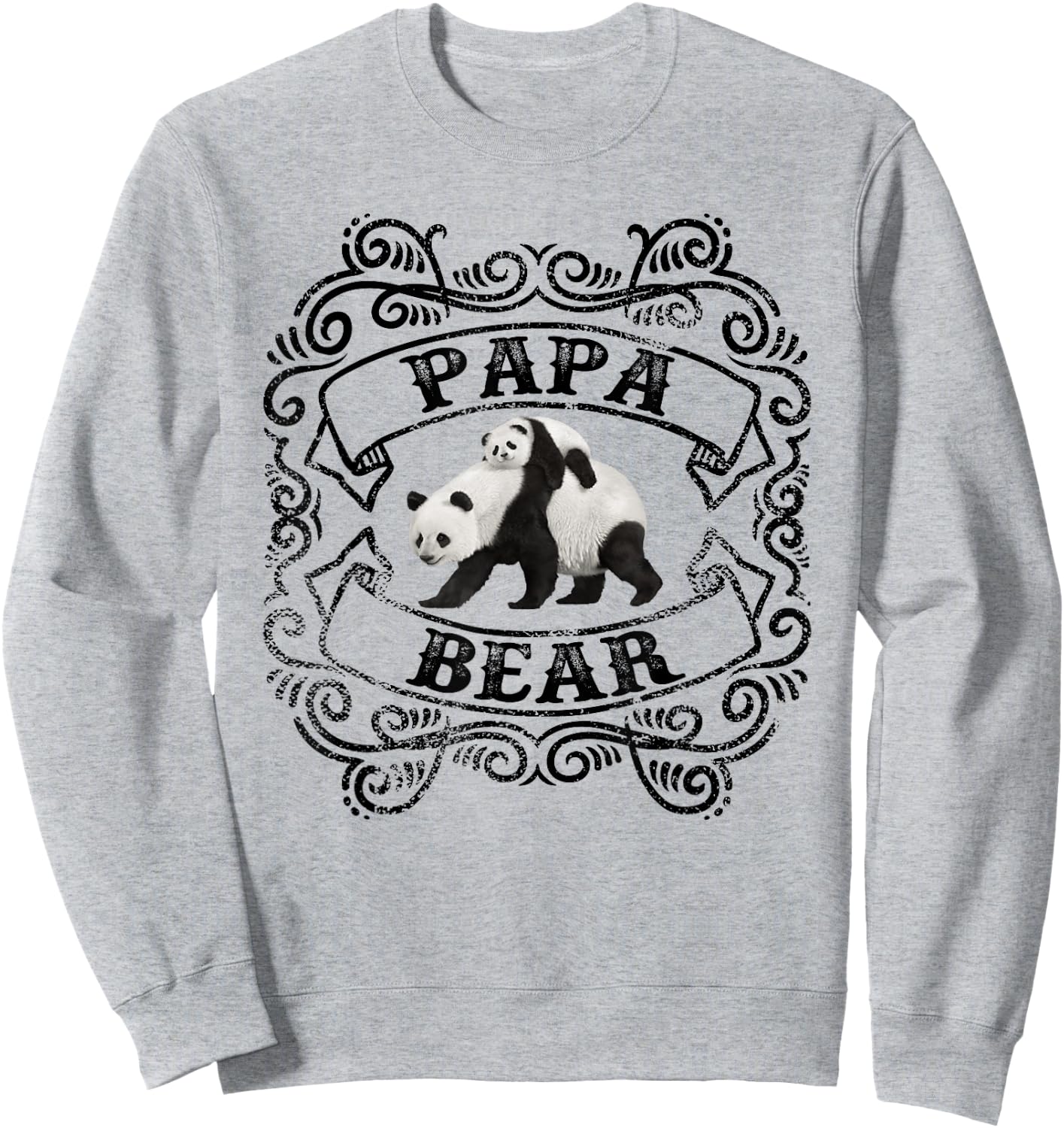 Cute Design Panda Papa Bear Dad Sweatshirt - Sweatshirt | Ash