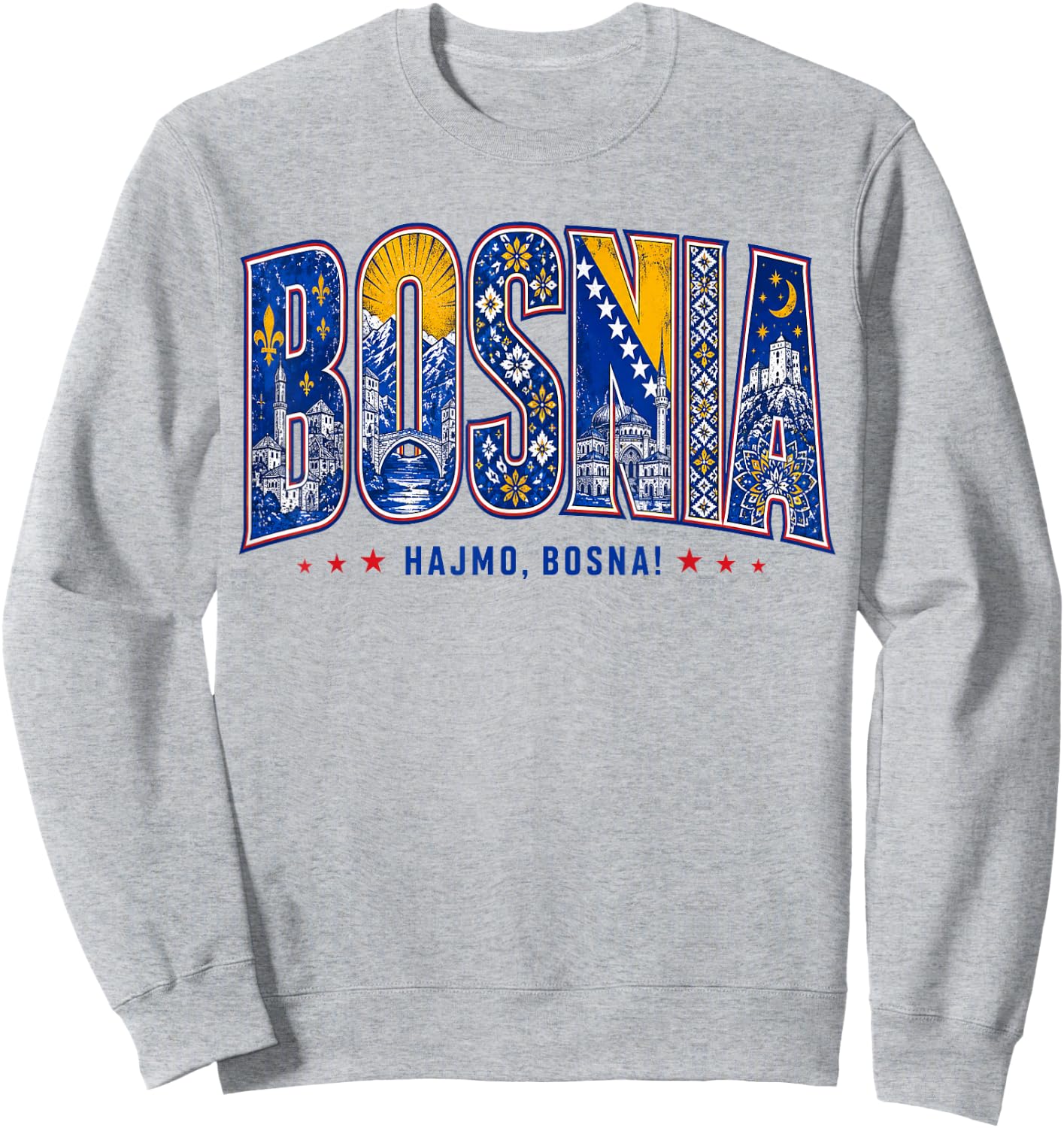 Bosnia Hajmo Bosna Pride Heritage Graphic Sweatshirt - Sweatshirt | Ash