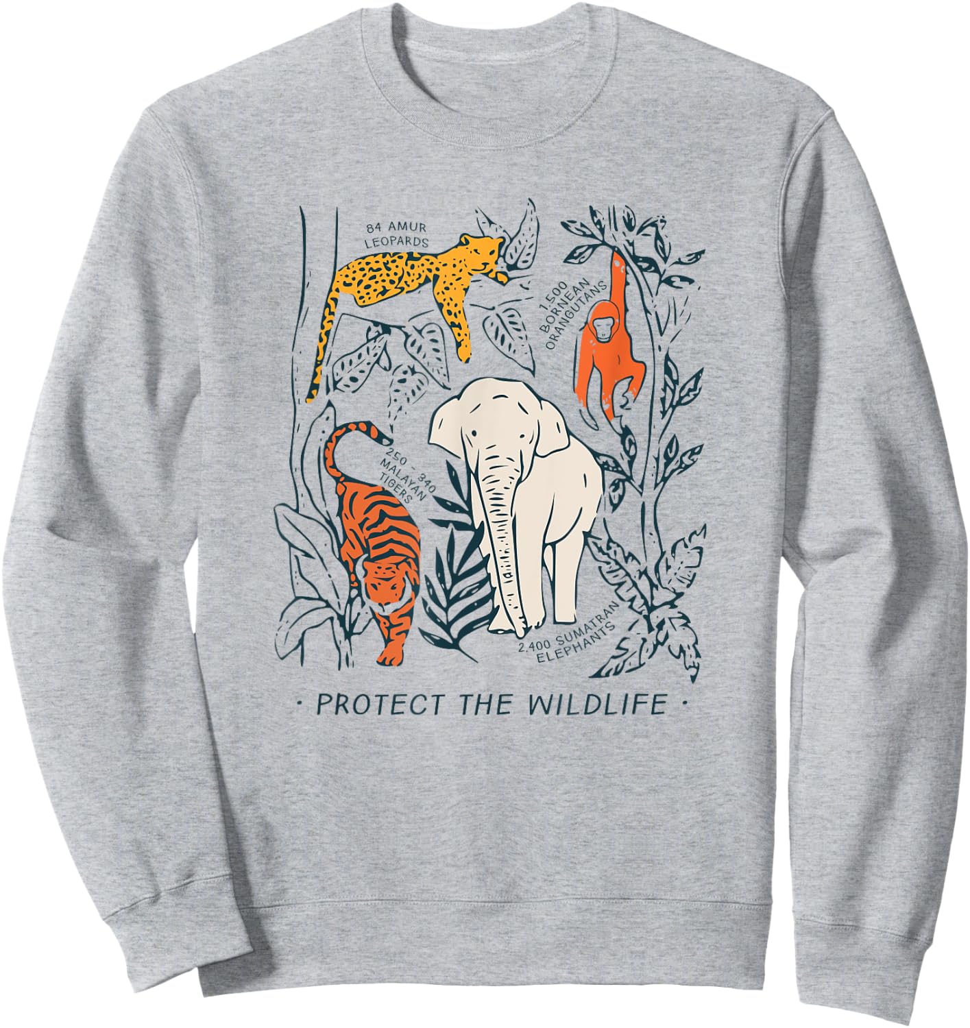 Protect The Wildlife Botanical Chart Shirt Endangered Animal Sweatshirt - Sweatshirt | Ash