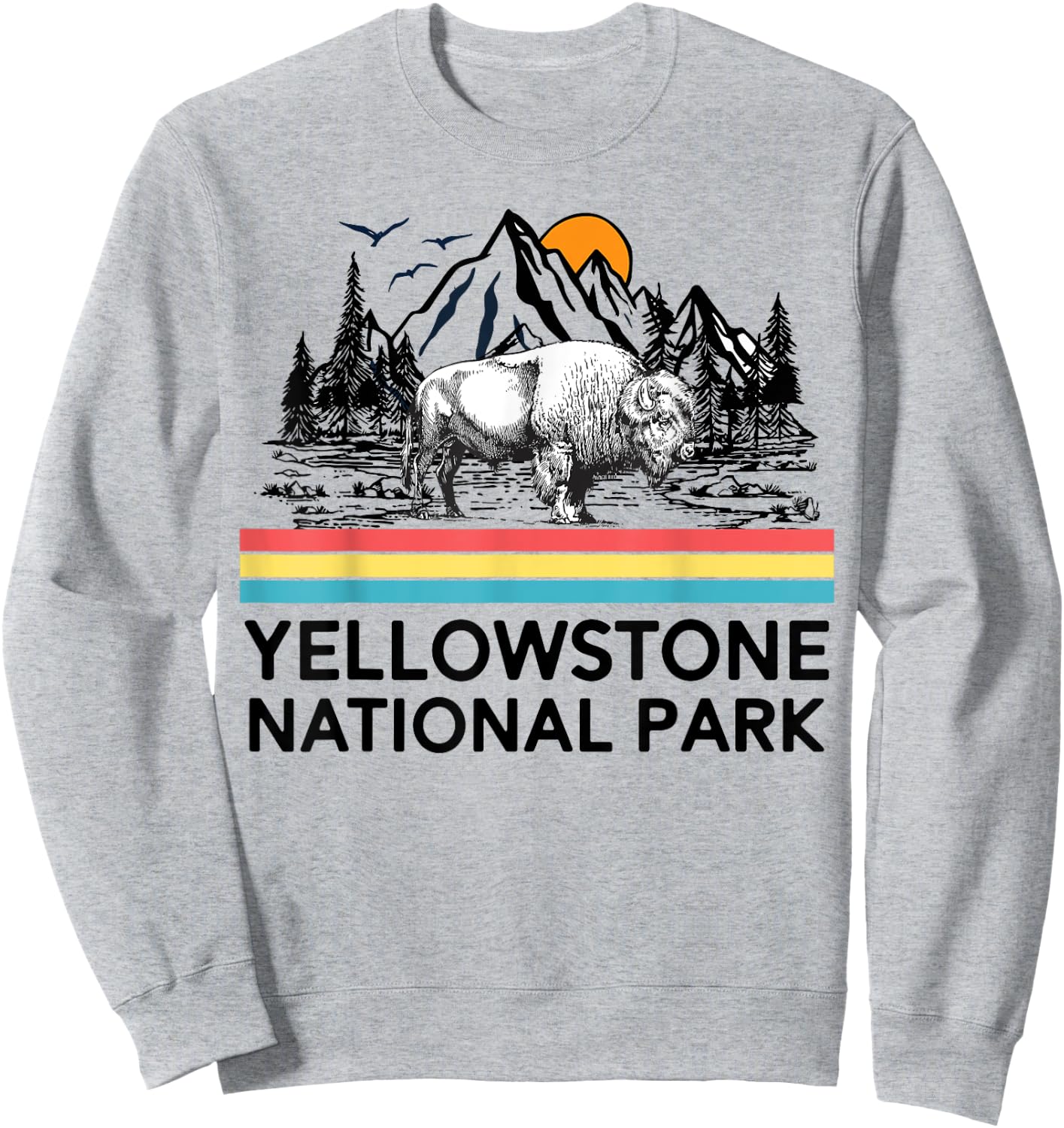 Vintage Yellowstone National Park Retro Mountains Sweatshirt - Sweatshirt | Ash