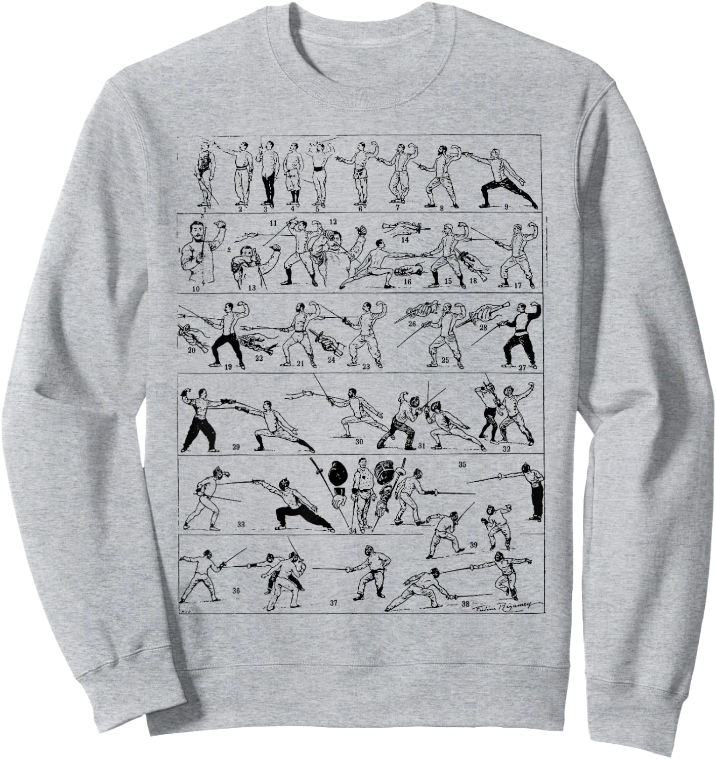 Fencing Vintage Chart Retro Funny Fencing Sports Sweatshirt - Sweatshirt | Ash