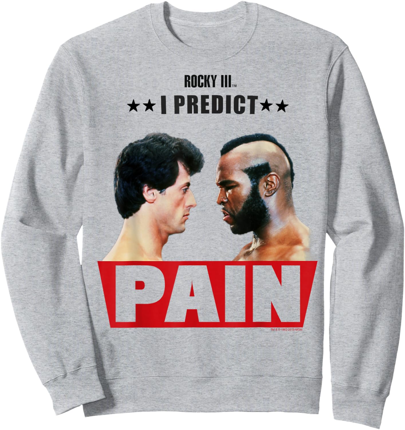 Rocky 3 I Predict Pain Rocky and Clubber Face Off Portrait Sweatshirt - Sweatshirt | Ash